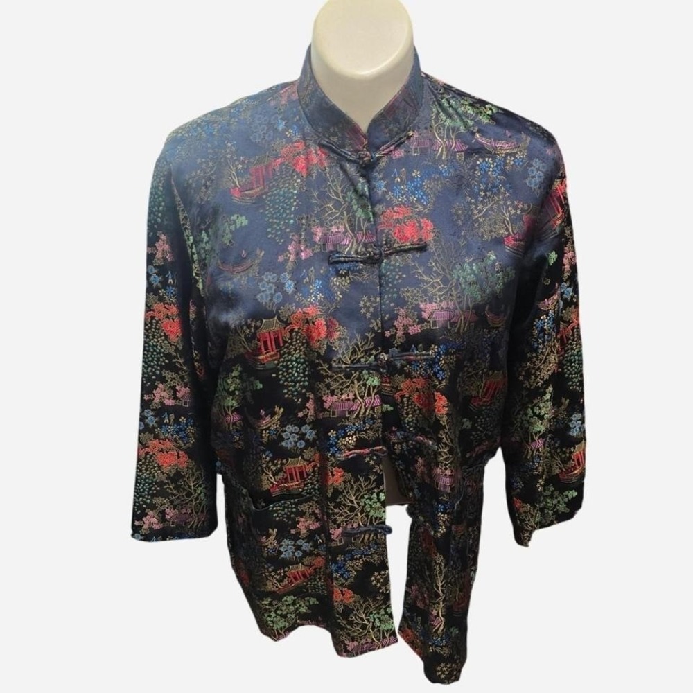 WOMENS ORIENTAL AOP SILK BUTTON‎ UP JACKET SIZE LARGE
